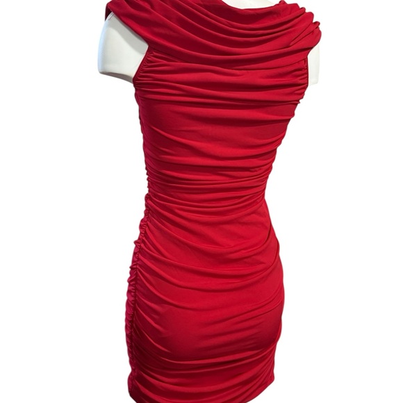 Bodycon Red Fitted Ruched Mini Dress, Ricki’s, Valentines, date night, size XS, - Picture 6 of 10